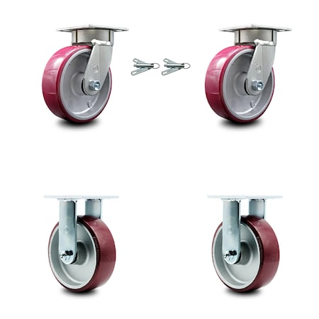 Service Caster 6 Inch Kingpinless Poly on Aluminum Wheel Caster Swivel Locks 2 Rigid SCC, 2PK SCC-KP30S620-PAR-BSL-2-R-2